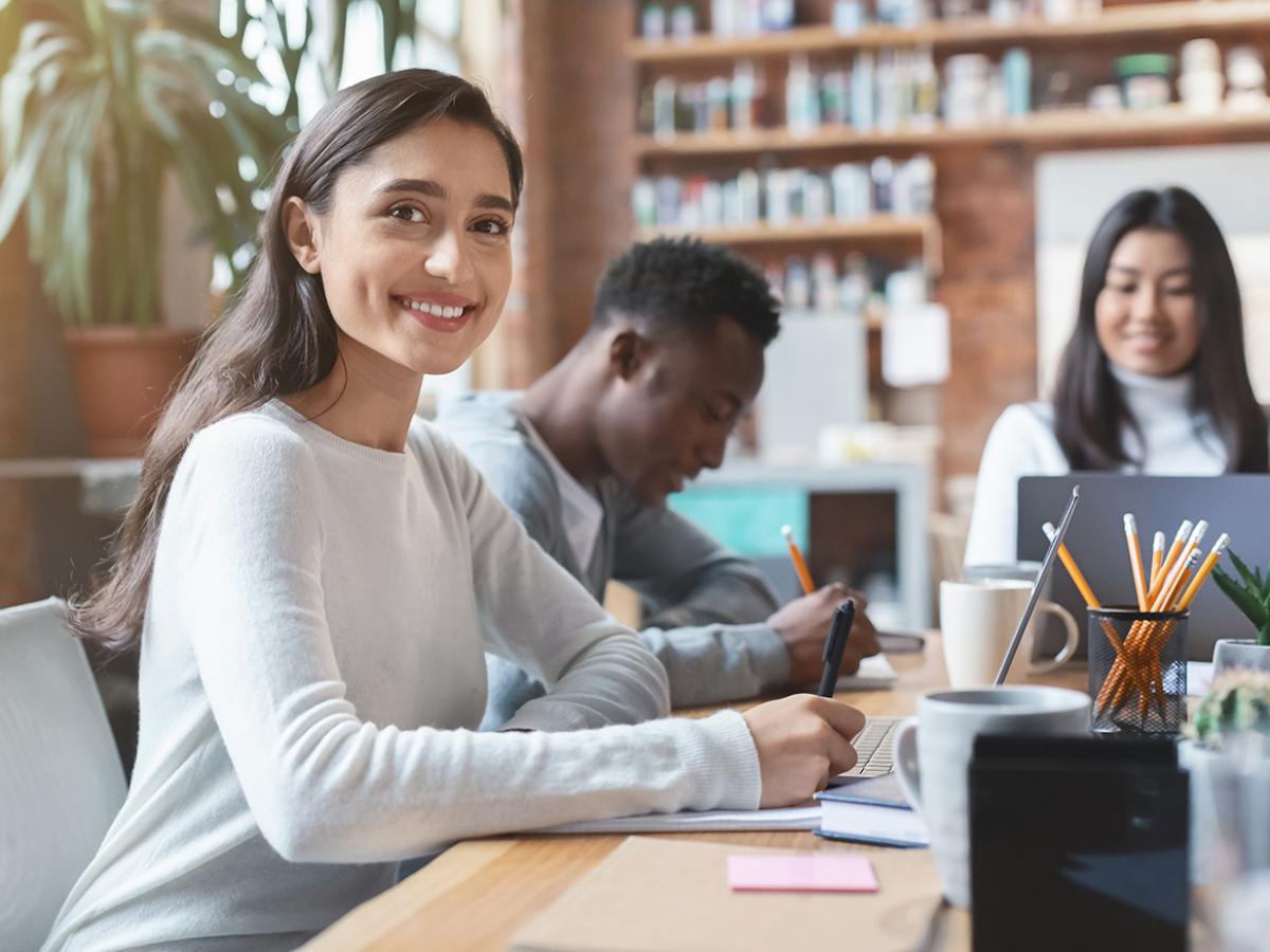 People studying at a table